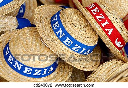 Souvenirs, gondolier's hats. Venice. Veneto, Italy View Large Photo Image Stock Image - Souvenirs, gondolier's hats. Venice. Veneto, Italy. Fotosearch