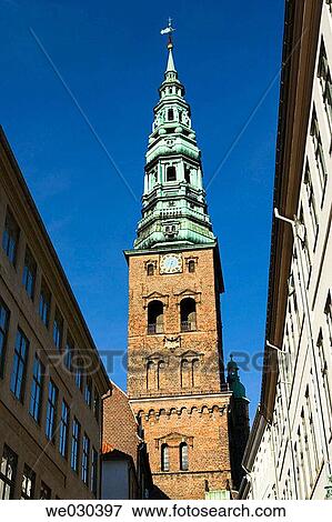 Spire of Nikolaj Kirke, now the Nikolaj Copenhagen Contemporary Art Centre, Copenhagen, Denmark View Large Photo Image Stock Photo - Spire of Nikolaj Kirke, now the Nikolaj Copenhagen Contemporary Art Centre, Copenhagen, Denmark. Fotosearch