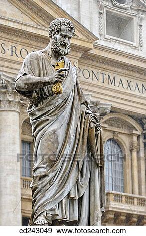 Statue of St. Peter in St. Peter's Square. Vatican City, Rome. Italy View Large Photo Image Stock Photo - Statue of St. Peter in St. Peter's Square. Vatican City, Rome. Italy. Fotosearch