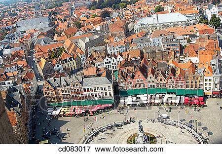 The Markt (Market Place), view from the Belfry. Brugge. Flanders, Belgium View Large Photo Image Stock Photo - The Markt (Market Place), view from the Belfry. Brugge. Flanders, Belgium. Fotosearch