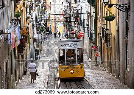 Tram, Lisbon. Portugal View Large Photo Image Stock Photo - Tram, Lisbon. Portugal. Fotosearch