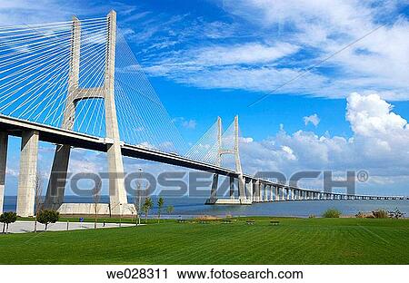 Vasco da Gama bridge over Tejo river, Lisbon. Portugal View Large Photo Image Stock Image - Vasco da Gama bridge over Tejo river, Lisbon. Portugal. Fotosearch