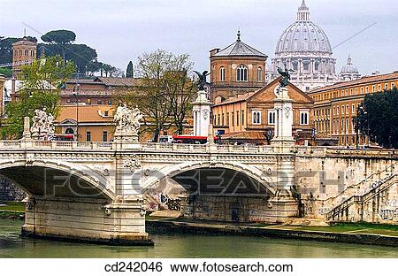 Vittorio Emanuele bridge and dome of St. Peter's Basilica. Vatican City, Rome. Italy View Large Photo Image Stock Photograph - Vittorio Emanuele bridge and dome of St. Peter's Basilica. Vatican City, Rome. Italy. Fotosearch