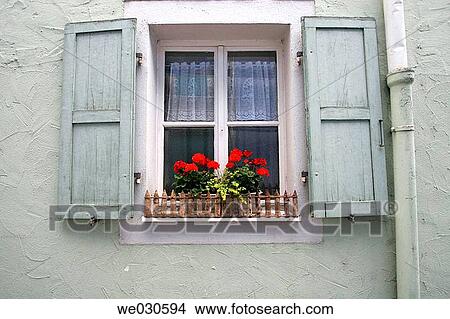 Window with geranium, Ratisbone/Regensburg, Upper Palatinate, Bavaria, Germany View Large Photo Image Picture - Window with geranium, Ratisbone/Regensburg, Upper Palatinate, Bavaria, Germany. Fotosearch