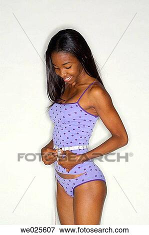 Stock Photo - Woman with tape. Fotosearch