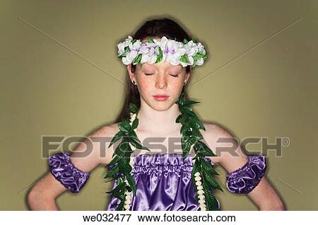 11 year old Caucasian girl, Polynesian dress View Large Photo Image Stock Photo - 11 year old Caucasian girl, Polynesian dress. Fotosearch