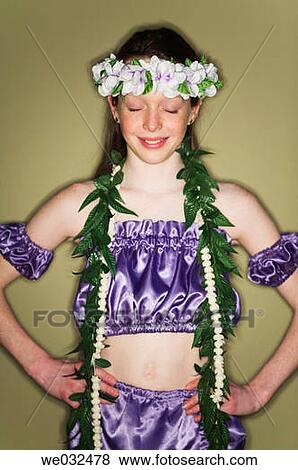 11 year old Caucasian girl, Polynesian dress View Large Photo Image Stock Photo - 11 year old Caucasian girl, Polynesian dress. Fotosearch