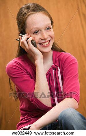 11 year old Caucasian girl talking on cellphone View Large Photo Image Stock Photo - 11 year old Caucasian girl talking on cellphone. Fotosearch