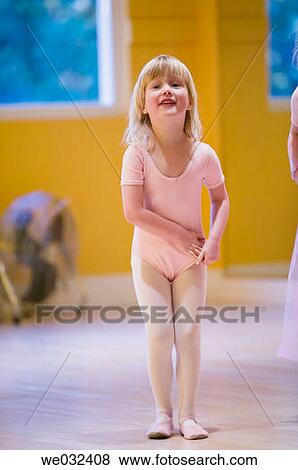 Stock Photo - 4 year old Caucasian girl at dance class. Fotosearch