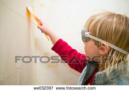 4 year old female Caucasian applying wallboard compound View Large Photo Image Stock Photo - 4 year old female Caucasian applying wallboard compound. Fotosearch