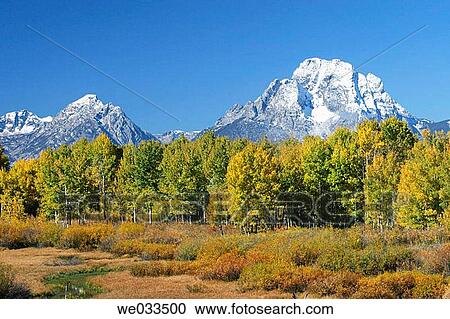A view of the Grand Teton Mountains from the Oxbow bend of the Snake River, Wyoming, USA View Large Photo Image Stock Image - A view of the Grand Teton Mountains from the Oxbow bend of the Snake River, Wyoming, USA. Fotosearch