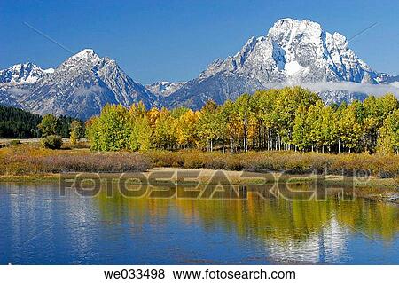 A view of the Grand Teton Mountains from the Oxbow bend of the Snake River, Wyoming, USA View Large Photo Image Stock Photo - A view of the Grand Teton Mountains from the Oxbow bend of the Snake River, Wyoming, USA. Fotosearch