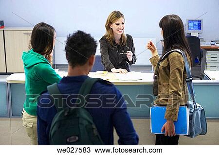 Stock Image - adolescence, college, Admission desk. Fotosearch