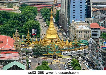 Aerial view of Sule Paya. Yangon. Myanmar (Burma) View Large Photo Image Stock Photo - Aerial view of Sule Paya. Yangon. Myanmar (Burma). Fotosearch