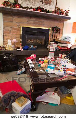 After Christmas morning mess View Large Photo Image Stock Photo - After Christmas morning mess. Fotosearch