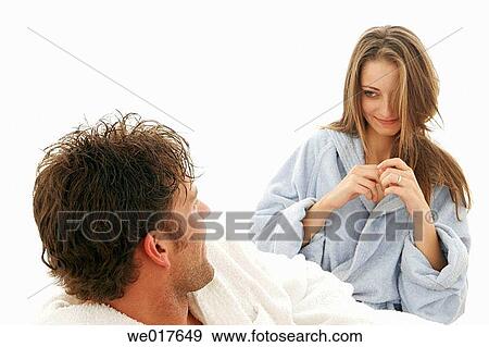 attraction, bonding, bond, bathrobe, 20's View Large Photo Image Stock Photo - attraction, bonding, bond, bathrobe, 20's. Fotosearch
