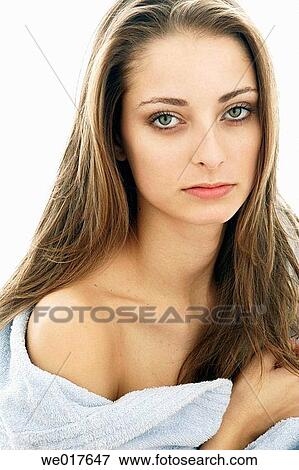 bathrobe, beauty, Beauty Care, blue eyes View Large Photo Image Stock Photo - bathrobe, beauty, Beauty Care, blue eyes. Fotosearch