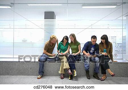 Stock Photo - bench, college, boy, book, adolescence. Fotosearch