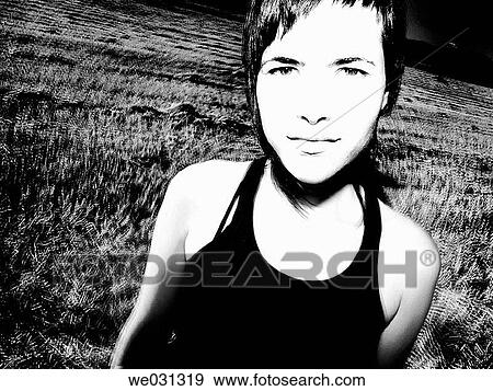 black and white, brunette, contemporary, country View Large Photo Image Stock Photo - black and white, brunette, contemporary, country. Fotosearch