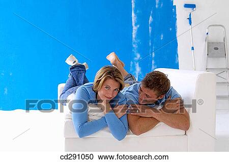 Stock Image - blue, break-time, break, at-home. Fotosearch