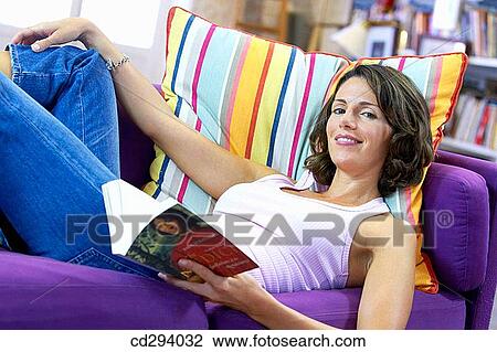 book, calm, brunette, at-home View Large Photo Image Stock Image - book, calm, brunette, at-home. Fotosearch