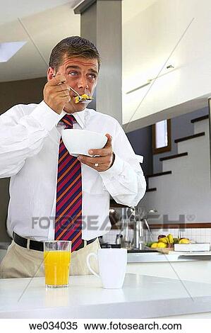 bowl, businessman, business, breakfast, at-home View Large Photo Image Stock Photography - bowl, businessman, business, breakfast, at-home. Fotosearch
