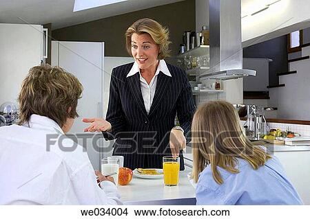 Picture - boy, business, brother, breakfast, at-home. Fotosearch