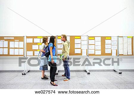 Picture - boy, college, Bulletin board, adolescence. Fotosearch