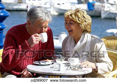 Stock Photo - breakfast, Cafe terrace, coffee. Fotosearch
