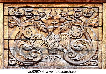 Carved wood plank - Sambata Monastery, southern Transylvania, Romania View Large Photo Image Picture - Carved wood plank - Sambata Monastery, southern Transylvania, Romania. Fotosearch