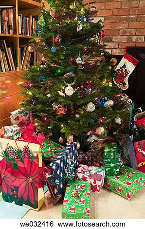 Christmas tree and presents View Large Photo Image Stock Photograph - Christmas tree and presents. Fotosearch