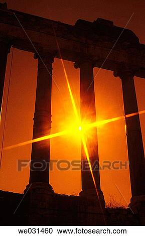 Columns and sunburst, Roman forum ruins. Rome, Italy View Large Photo Image Stock Image - Columns and sunburst, Roman forum ruins. Rome, Italy. Fotosearch