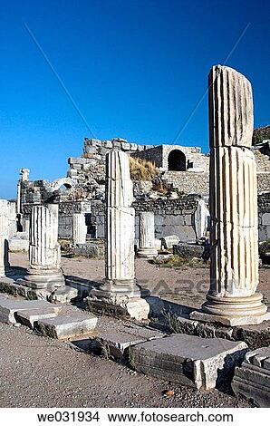 Picture - Columns near the Odeion theater in the ruins of Ephesus, Turkey.. Fotosearch