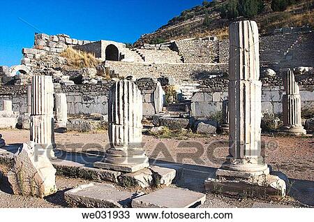Columns near the Odeion theater in the ruins of Ephesus, Turkey. View Large Photo Image Stock Image - Columns near the Odeion theater in the ruins of Ephesus, Turkey.. Fotosearch