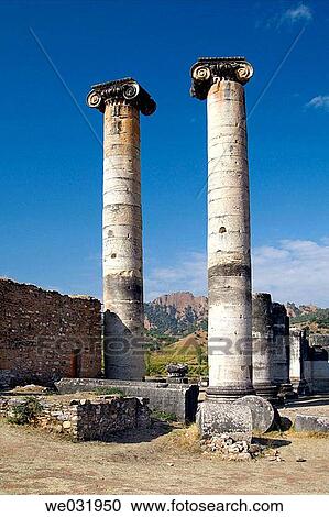 Columns, walls, altars and floors in the ruins of the Temple of Artemis in Sardis, Turkey. View Large Photo Image Stock Image - Columns, walls, altars and floors in the ruins of the Temple of Artemis in Sardis, Turkey.. Fotosearch