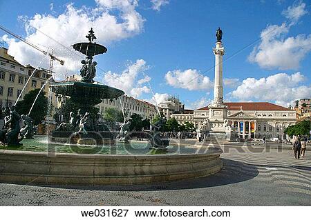 D. Maria II National Theatre in Pra? a D. Pedro IV (aka Rossio Square), Lisbon. Portugal View Large Photo Image Stock Photo - D. Maria II National Theatre in Pra? a D. Pedro IV (aka Rossio Square), Lisbon. Portugal. Fotosearch