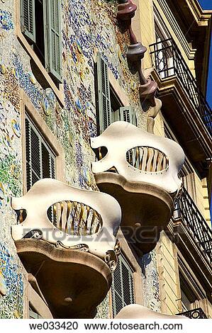 Detail of Batll? House (1904-06 by Gaud? ), Barcelona. Catalonia, Spain View Large Photo Image Stock Image - Detail of Batll? House (1904-06 by Gaud? ), Barcelona. Catalonia, Spain. Fotosearch