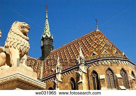 Stock Photography - Equestrian monument. Matias church. Buda. Budapest. Hungary.. Fotosearch