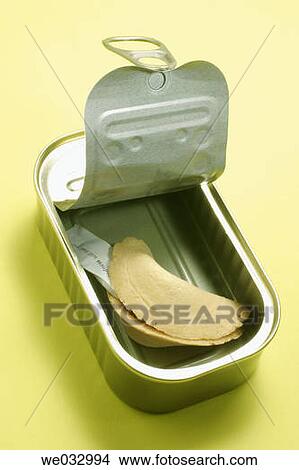 Picture - Fortune Cookie in Tin Can. Fotosearch