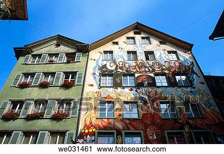Fresco painted building. Luzern, Switzerland View Large Photo Image Stock Image - Fresco painted building. Luzern, Switzerland. Fotosearch