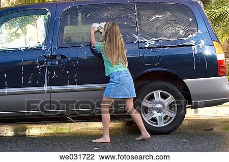 Girl washing car View Large Photo Image Stock Image - Girl washing car. Fotosearch