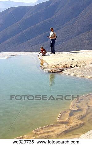 Stock Photography - ? Hierve el agua? (? the water boils? ), petrified waterfall. Oaxaca, Mexico. Fotosearch