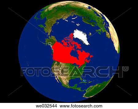 Highlighted Satallite Image Of Canada View Large Photo Image Picture - Highlighted Satallite Image Of Canada. Fotosearch