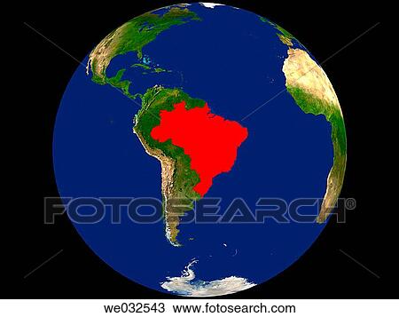 Highlighted Satellite Image Of Brazil View Large Photo Image Stock Image - Highlighted Satellite Image Of Brazil. Fotosearch