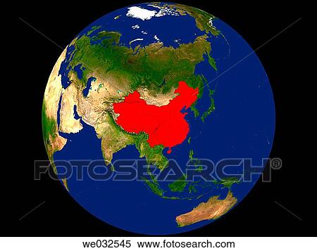 Highlighted Satellite Image Of China View Large Photo Image Stock Photography - Highlighted Satellite Image Of China. Fotosearch