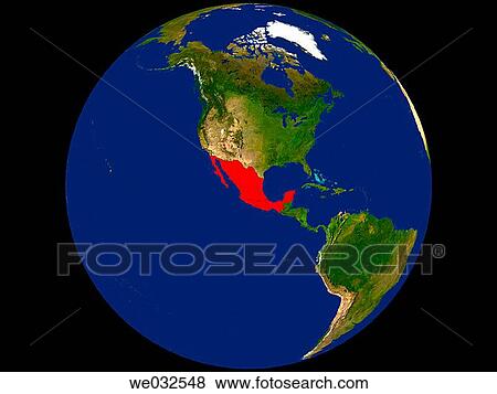 Highlighted Satellite Image Of Mexico View Large Photo Image Stock Photo - Highlighted Satellite Image Of Mexico. Fotosearch