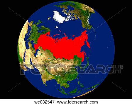 Highlighted Satellite Image Of Russia View Large Photo Image Stock Photo - Highlighted Satellite Image Of Russia. Fotosearch