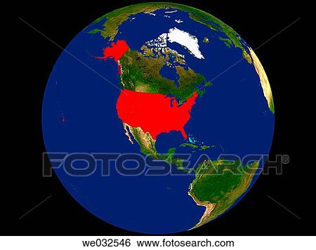 Highlighted Satellite Image Of The United States Of America, Including Alaska View Large Photo Image Stock Photograph - Highlighted Satellite Image Of The United States Of America, Including Alaska. Fotosearch