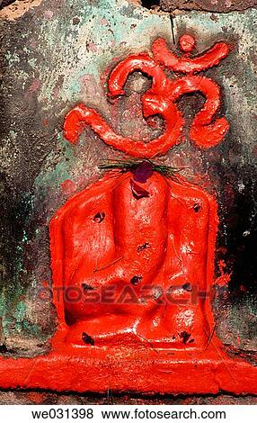 Lord Ganesh and Om, scarlett colour. Jhansi. India. View Large Photo Image Stock Photo - Lord Ganesh and Om, scarlett colour. Jhansi. India.. Fotosearch