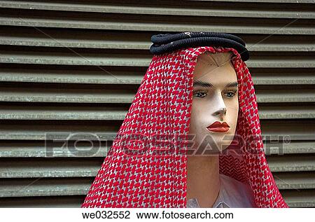 Mannequin wearing men's traditional Arabic head scarf View Large Photo Image Stock Image - Mannequin wearing men's traditional Arabic head scarf. Fotosearch